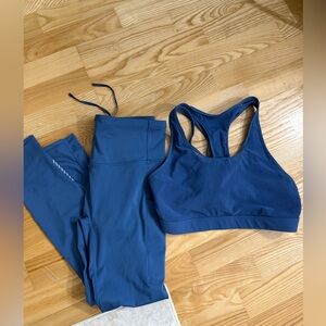 Blue fabletics Racerback Sports Bra and Leggings Set medium